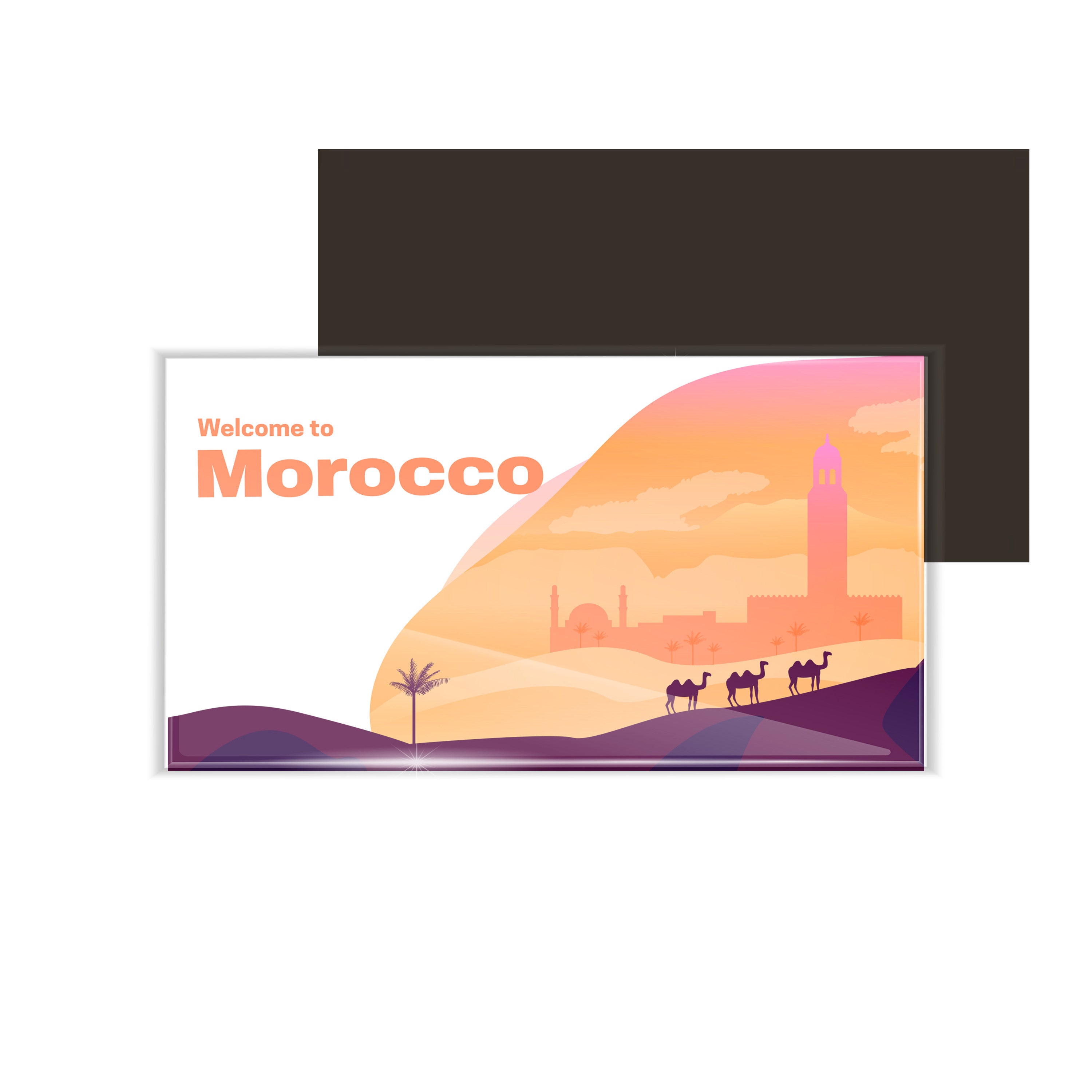 dhcrafts Fridge Magnet Rectangle Acrylic Glass (8.6 x 5.4 cm) Multicolor Travel Morocco Design Pack of 1